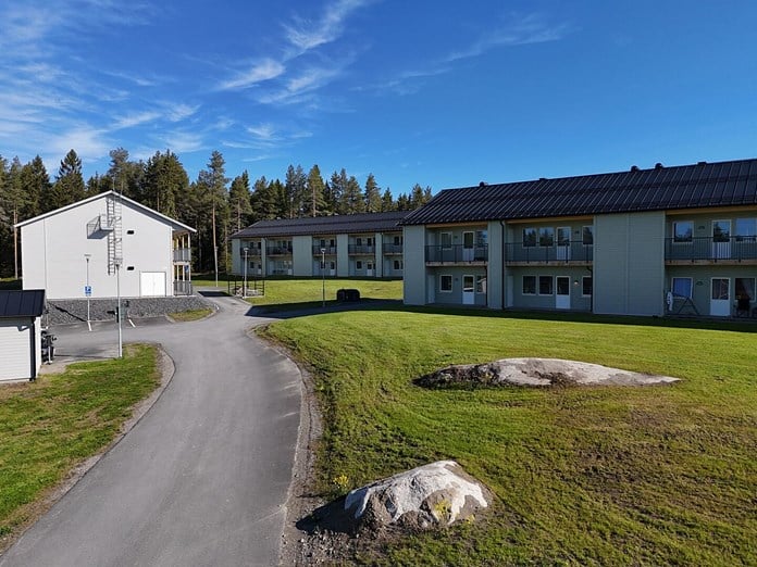 Drönarbild över området Kv. Åkerbäret
